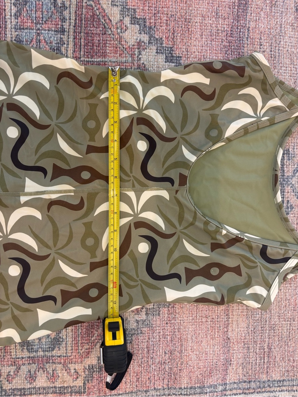 Olive Green Abstract-Print One-Piece Swim Romper - Picture 3 of 5